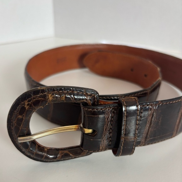 Vtg Ralph Lauren Collection genuine crocodile belt brown 28
